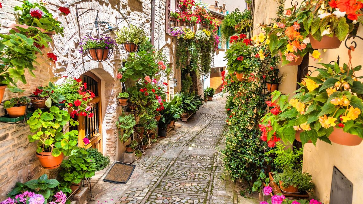 Spello-romantica-vicoli-fiori Vicoli fioriti di Spello